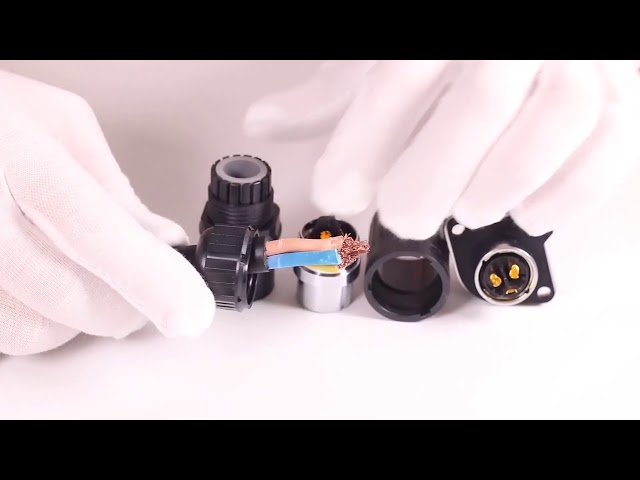 Bakır Pin Altın Kaplama Plastik Su Geçirmez Butt Konnektörler 3 Fazlı Erkek Dişi LED Ekranda